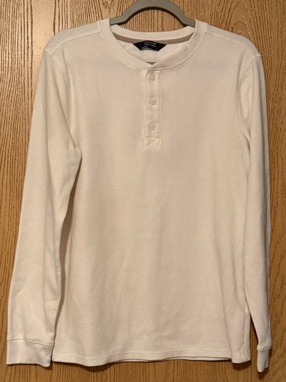 Men's Long-Sleeve Henley Top - Cream